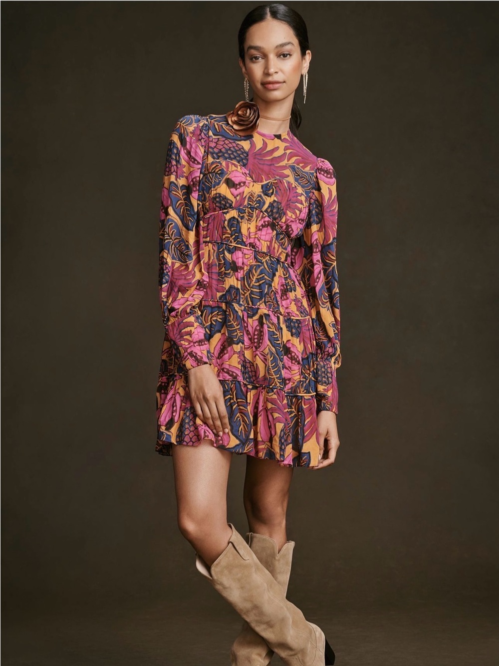 FARM Rio Fruit Dream Long Sleeve Mini Dress